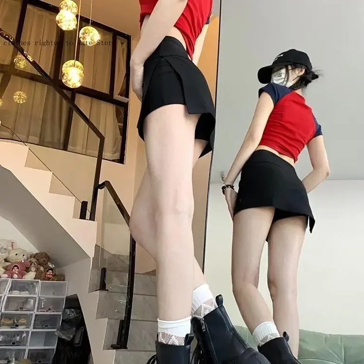 Hip Hugging Split Skirt Pants A-Line Yoga Shorts Anti Glare American Fashion Versatile Design Sports Shorts