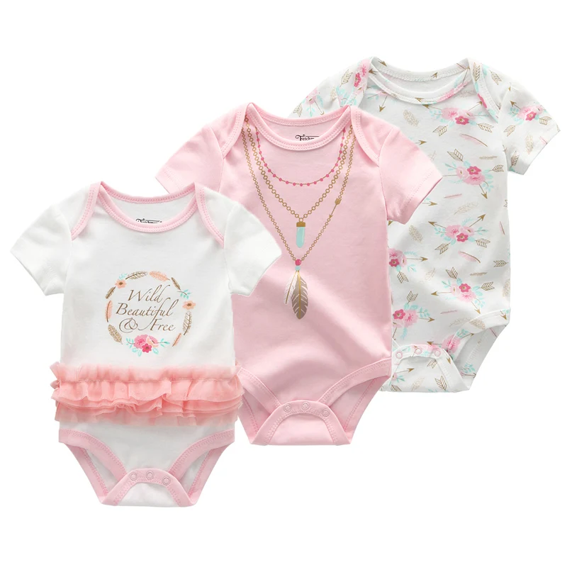 

Fetchmous 3Pcs/lot Unisex Cartoon Short Sleeve Baby Boy Girl Bodysuits Cute 100%Cotton Baby Clothes 0 to 12 months Newborn