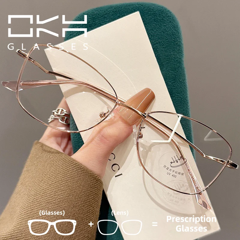 OKH Early Autumn Temperament Butterfly-shaped Metal Frame Myopia Glasses for Men and Women Prescription Eyeglasses Reading