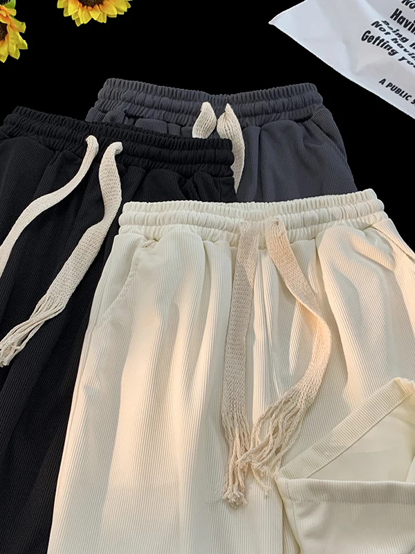 

Мужские спортивные брюки из ледяного шелка, повседневные прямые брюки, длинные брюки CleanFit в полоску, широкие повседневные брюки для осени