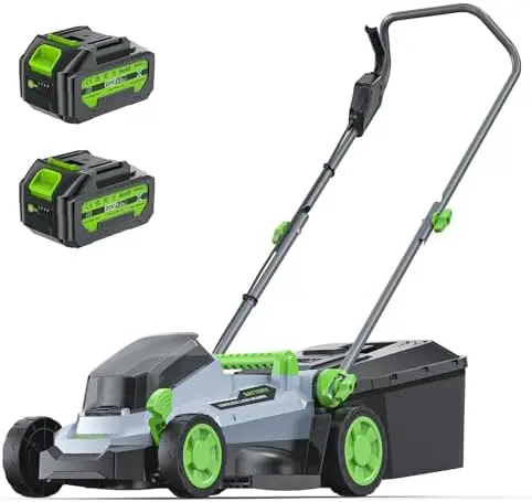 13 Inch Cordless Lawn Mower, 40V Electric Lawnmower for Garden/Patio/Yard | 2 x 20V 4.0Ah Battery, 13 inch Cutting