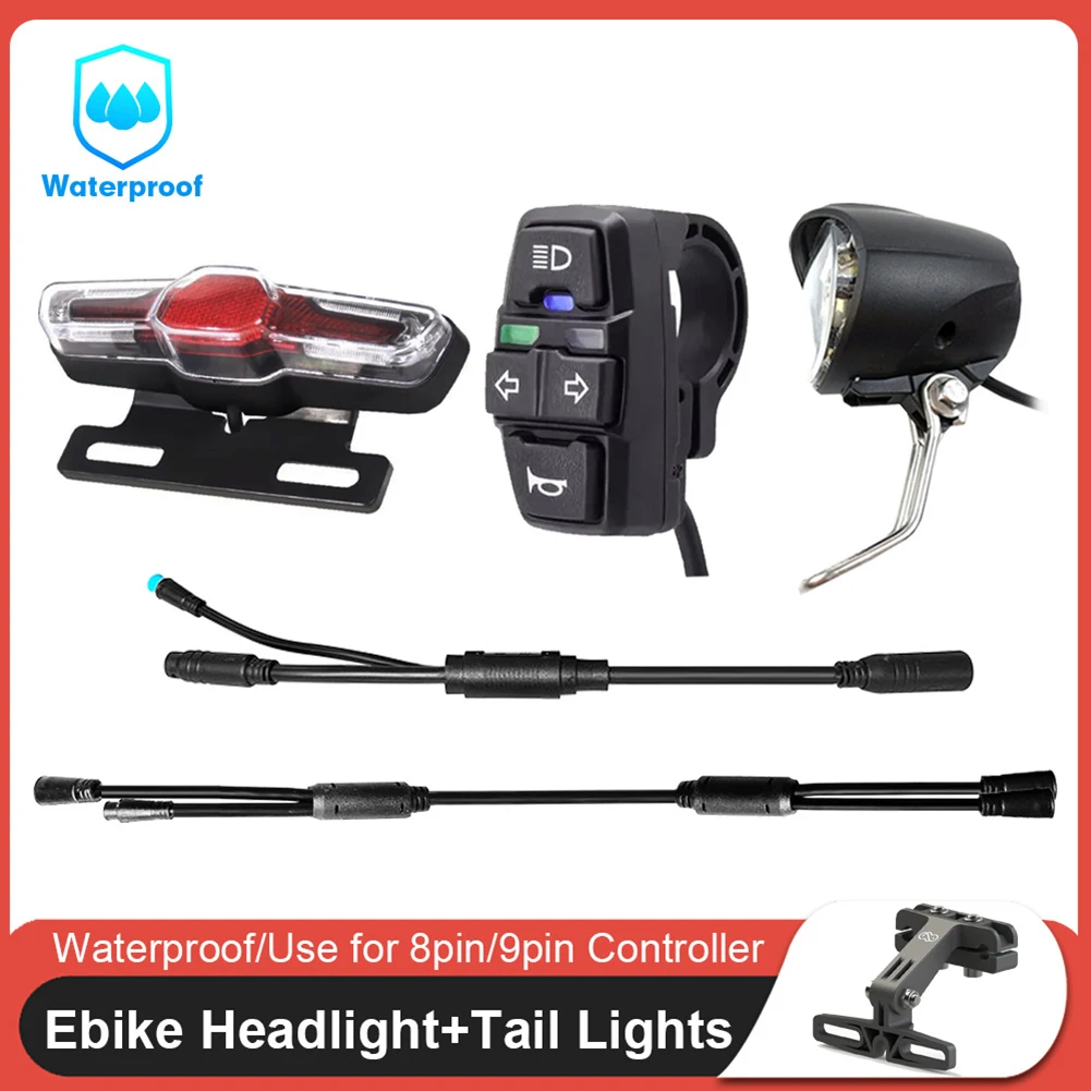 

Ebike Headlight Rear Light Turn Signal Lamp Set For Bafang Center Motor01 02 HD Waterproof Cable Integrated Light Kit