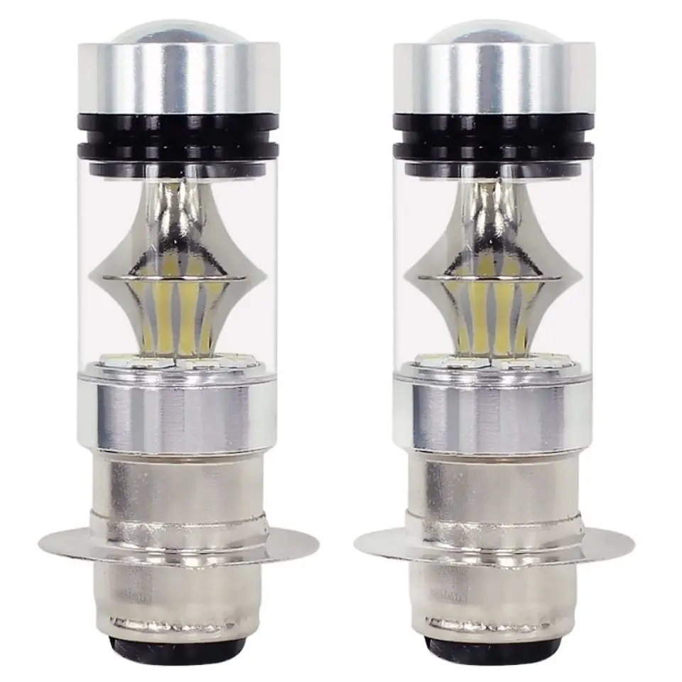 1PCS Motorcycle led Single Claw Headlight PX15D 100W 20LED 3030 High Power Electric Vehicle Bulb White Light 12V-24V