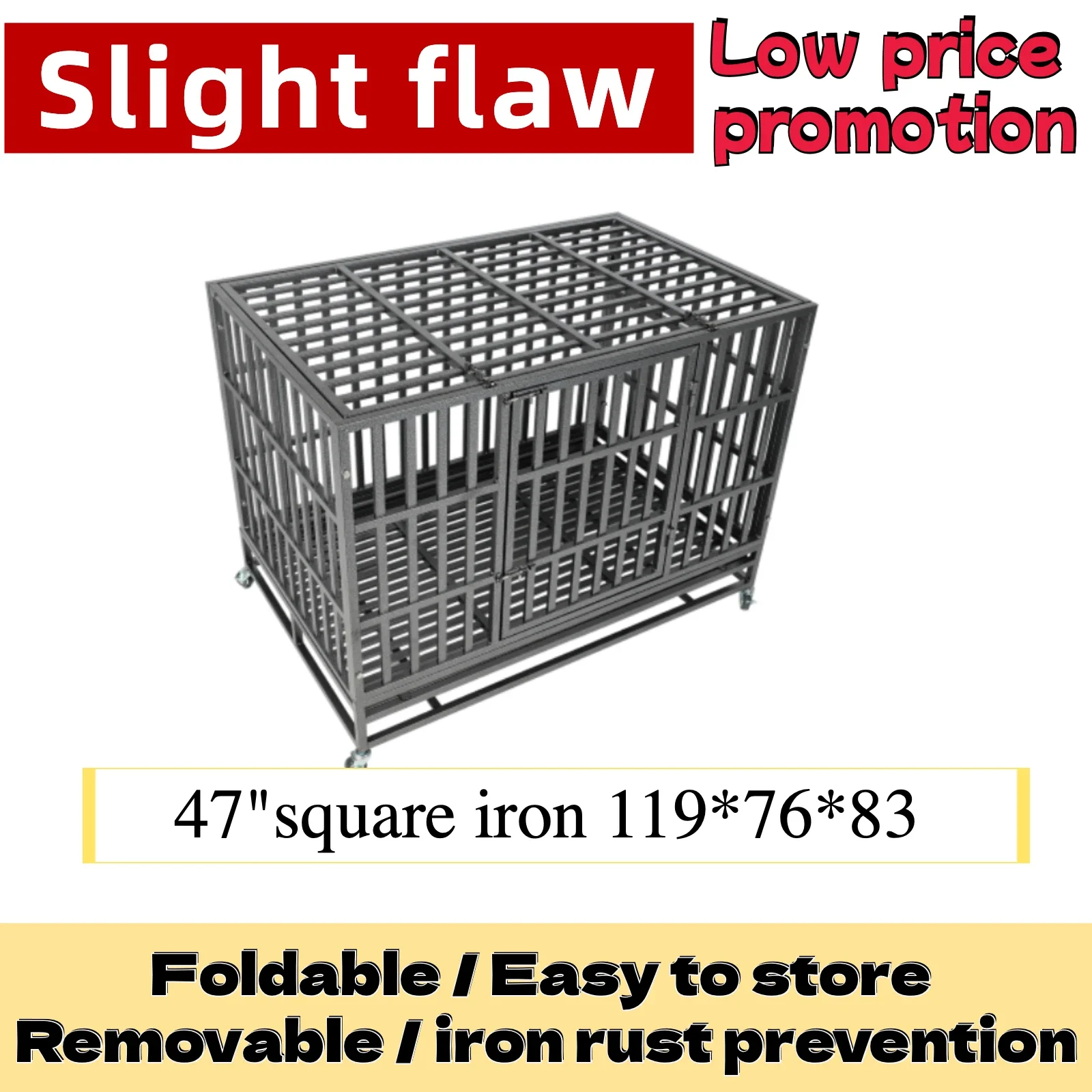 Slight flaw low price promotion iron fence Iron Metal Design square plush dog cage pet kennel large outdoor pet cages