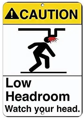 Patisaner Aluminum Metal Novelty Danger Sign,8x12 inWarning Low Headroom Watch Your Head Hazard Pub Home Garden Dinning Room