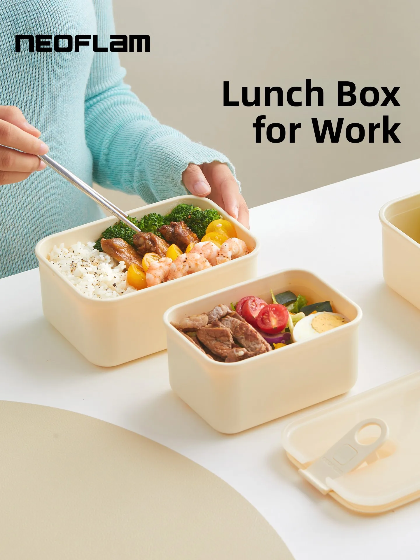 Contenedor de Alimentos Neoflam de Plástico Apto para Microondas, para Conservar la Frescura, Recipiente de Almacenamiento para Refrigerador, Contenedor de Alimentos Sellado de Silicona