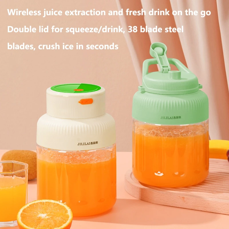 Electric juicer Type-c rechargeable complementary food cooking machine wireless juicing one cup double lid Fruit juicer 2025 NEW
