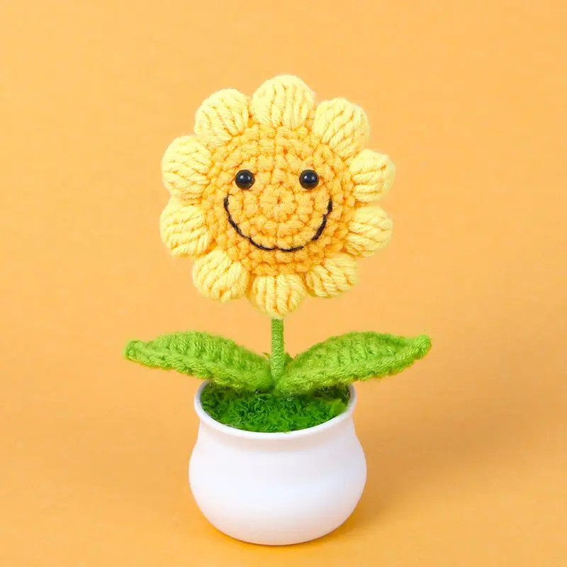 

Trumpet Sunflower Potted Knit Plant Cute Toys Brown Plants Stuffed Plush Cartoon Toys for Boys Girls Birthday Christmas Gift ﻿