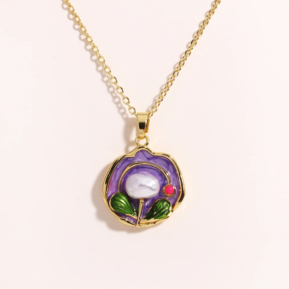 316L roestvrij staal kleurrijke druppel olie bloem hart onregelmatige ketting voor vrouwen meisjes vintage Franse delicate sieraden geschenken