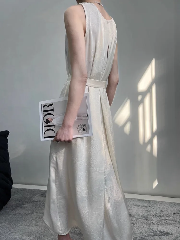 Ele Acetat-Satin Svel Round Ne Dr Damen-Kleid mit schlanker Taille, gerafft, Sommer, neues Sle 2025, trendiges Kleid