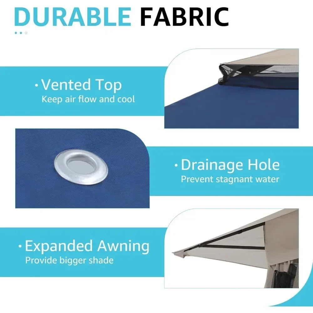 Gazebo emergente de 13'x13', tienda de campaña para exteriores con mosquitera con marco de metal para patio, jardín