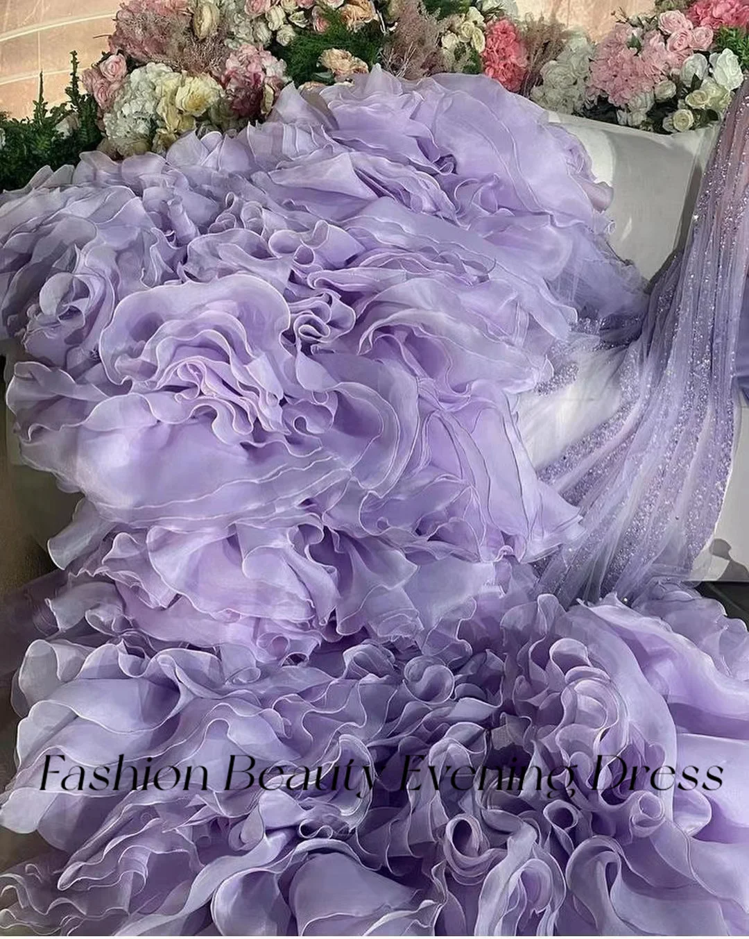 Fashion Beauty Purple Prom Dresses O Neck Long Cape Ruffles Tiered Bead Exquisite Luxury Evening Party Dress For Women 2024