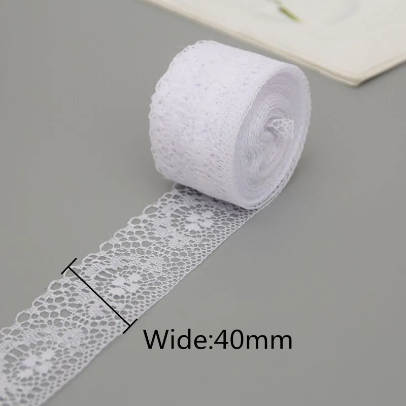 10Yards 40mm High Quality Beautiful White Lace Ribbon Tape  Lace Trim DIY Embroidered For Sewing Decoration african Lace Fabric