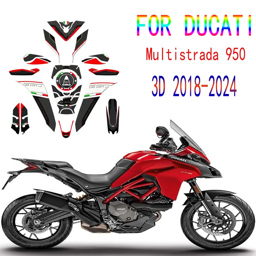

For Ducati Multistrada 950 Multistrada 950 2018 2019 2020 3D Resin Fuel Tank Protection Stickers Kit Waterproof Anti-scratch