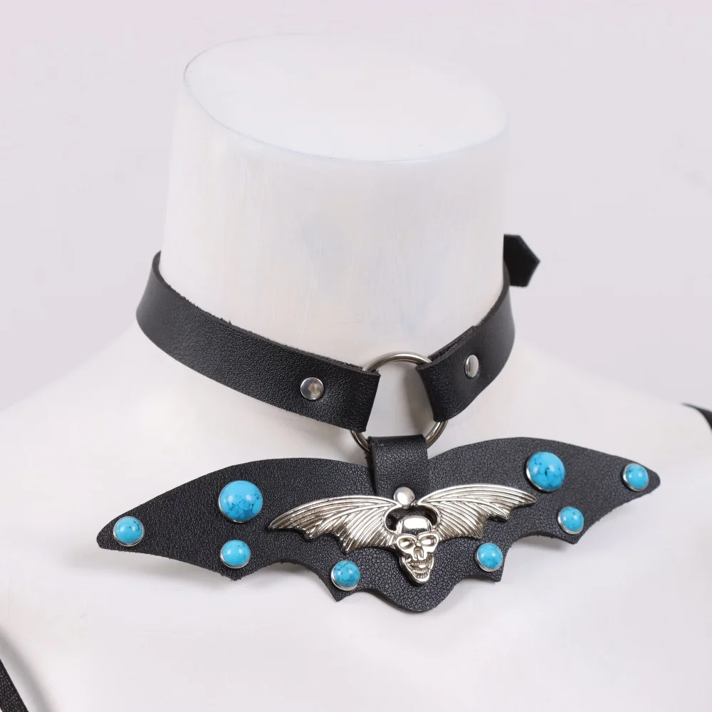 1 قطعة القوطية الشرير الخفافيش مصاص دماء الجلود طوق قلادة هالوين عيد الميلاد المختنق عطلة الحلي #6