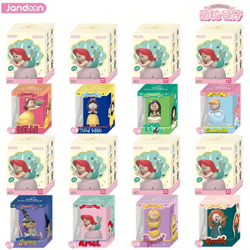 Jandoon Disney Runaway Princess Mini Bean Mystery Box Full Set 8 Designs Collectible PVC Mini Figurine Desktop Decor Toys Gift