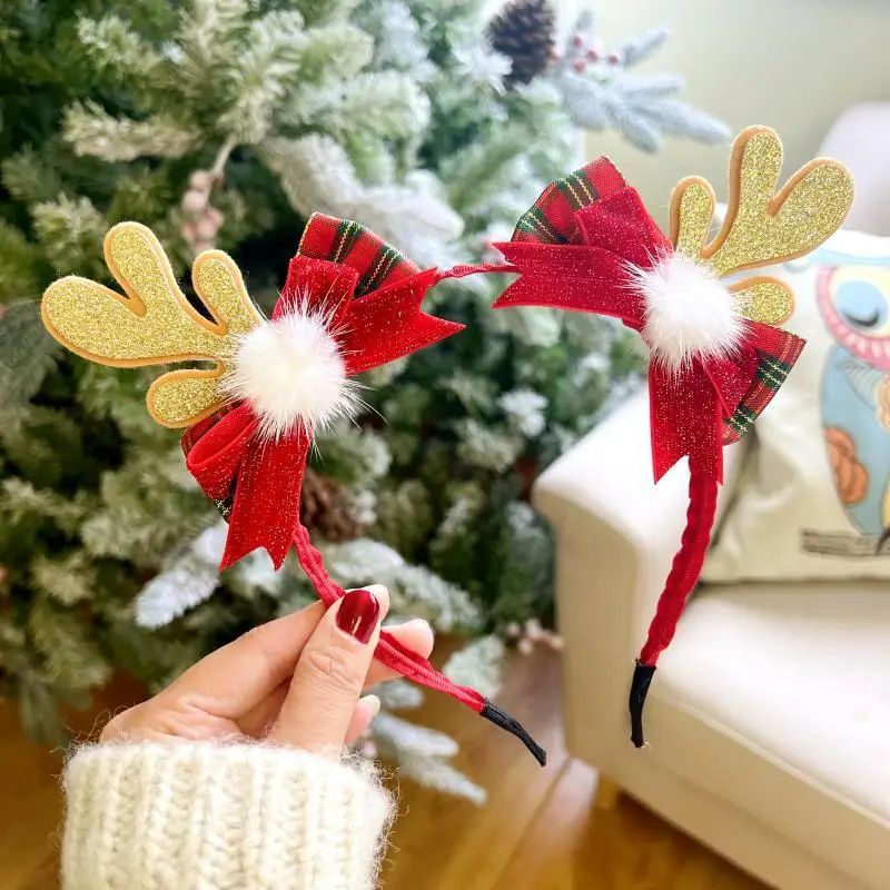 Christmas Headband Santa Snowman Elk Hairdband Xmas Tree Deer Horn Headwear Merry Christmas Party Decoration New Year Gifts 2023