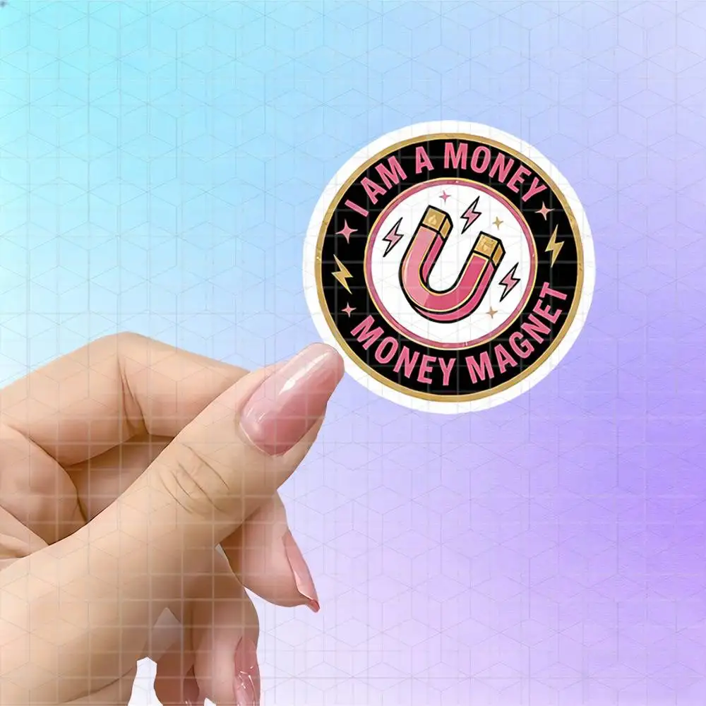 Pink Golden Wealth Attraction Fortune Vinyl Sticker Matte Decal For Journal Notebook Sweet Cool Positive Energy