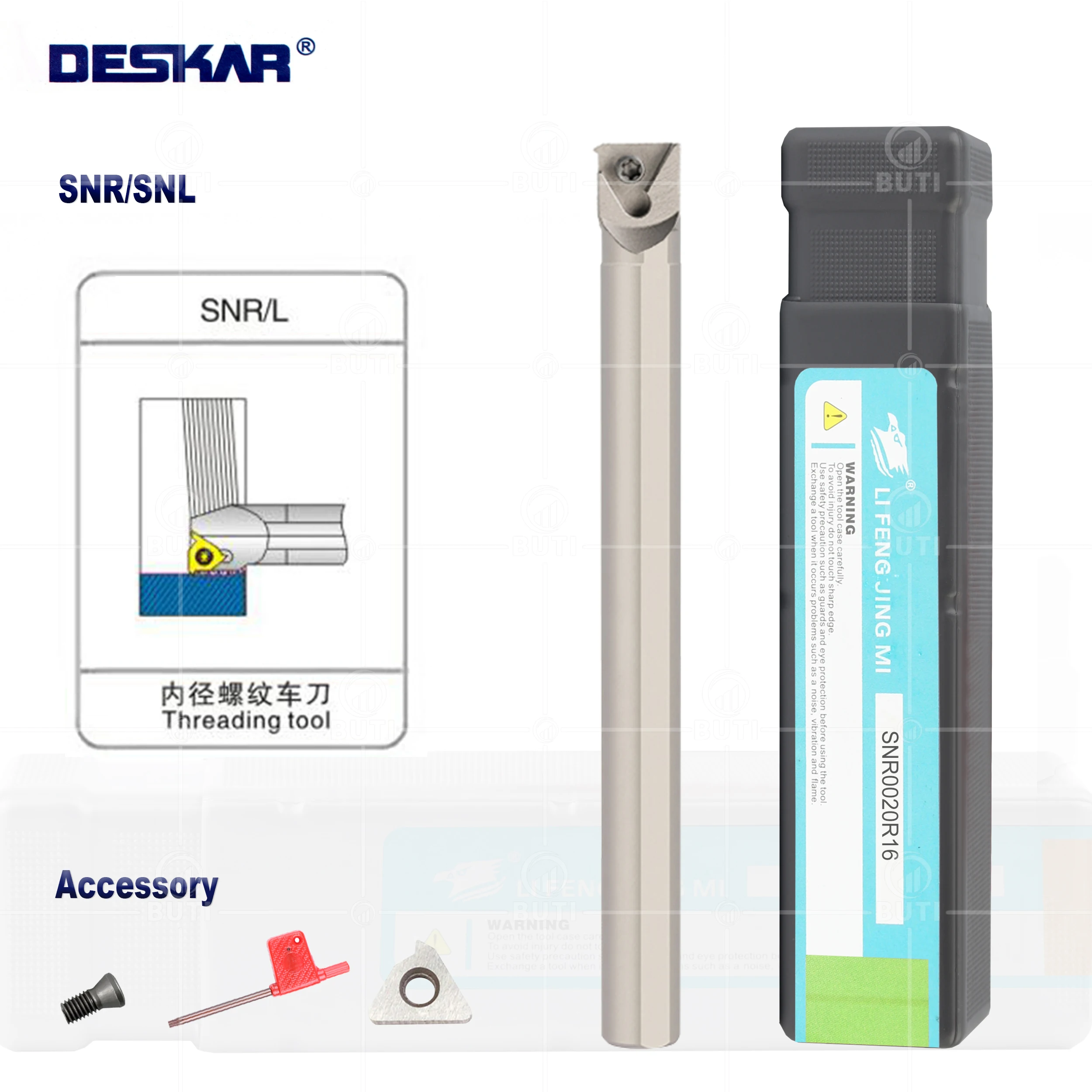 DESKAR 100% Original Threaded White Tool Holders SNR SNL Seismic Resistance CNC Lathe Thread Tool Bar For 11ER/IR 16ER/IR Blades