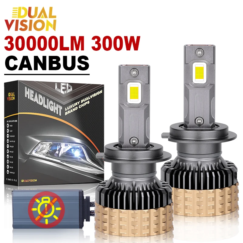 

300W 30000LM H7 Led Canbus Car Headlight Bulbs H4 H9 H11 HB3 9005 HB4 9006 High Low Beam White 6000K 12V Auto Lamp Fog Lights