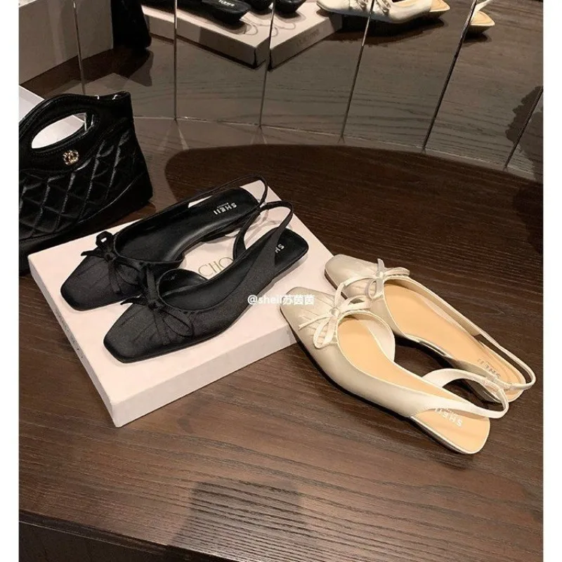 

Fashion Sandals Women Summer 2026 New Bow French Pointed Toe One Strap Women's Shoes Baotou High Heeled Single Shoes