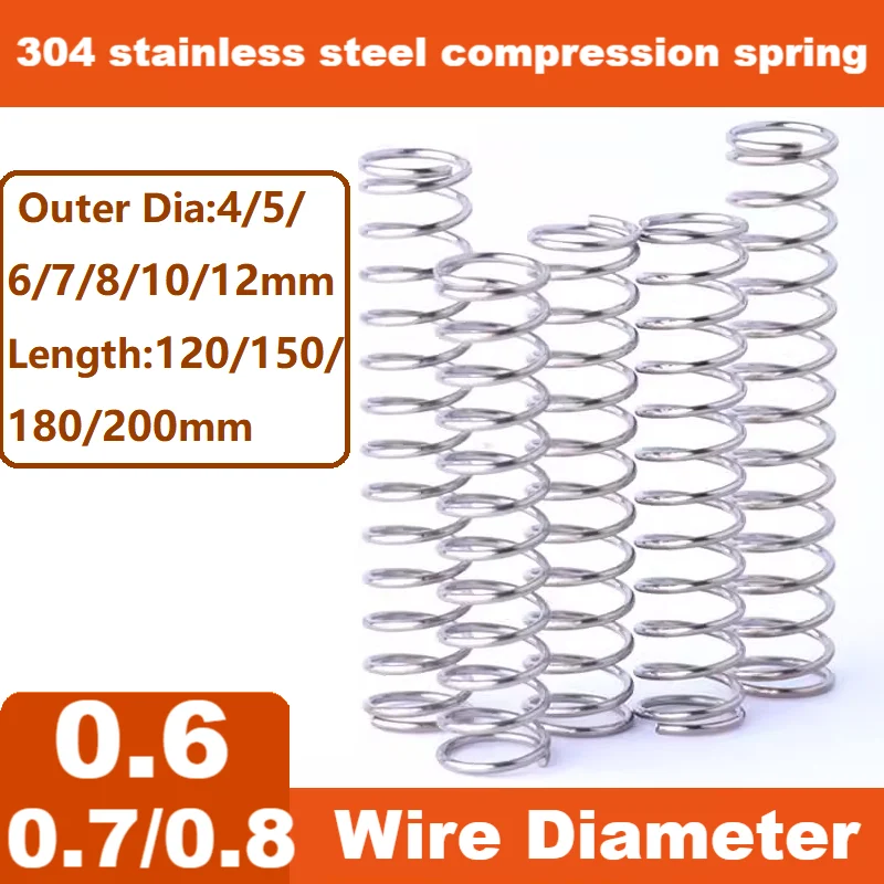 Return spring wire diameter 0.8mm,304 stainless steel Y-type compression spring,OD 6mm/7mm/8mm/10mm/12mm,3pcs