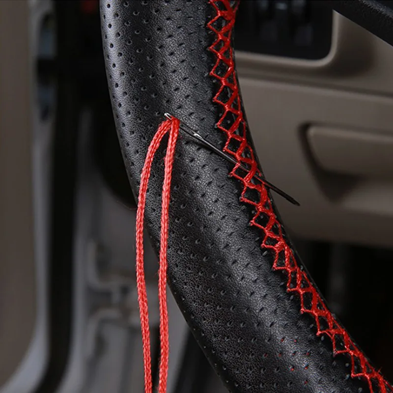 DIY Soft Fiber Leather Steering Wheel Covers Universal braid Car steering-wheel With Needles And Thread Interior accessories