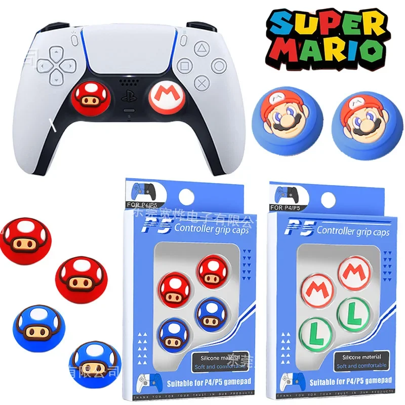 Super Mario Bros Cover Skin for Sony PlayStation Dualshock 5 PS5 4 XBOX Controller Case Anti-slip Silicone Thumb Stick Grip Cap