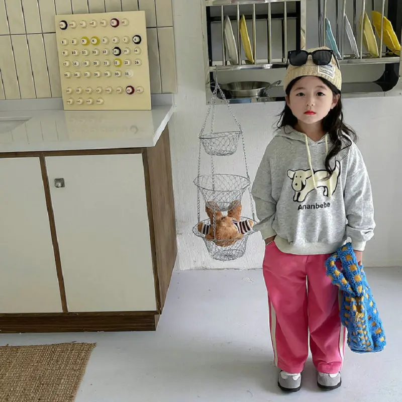 Girl's Set Cartoon Hooded Sweatshirt with Pants 2026 Spring and Autumn Collection New Style Children Clothing Sets