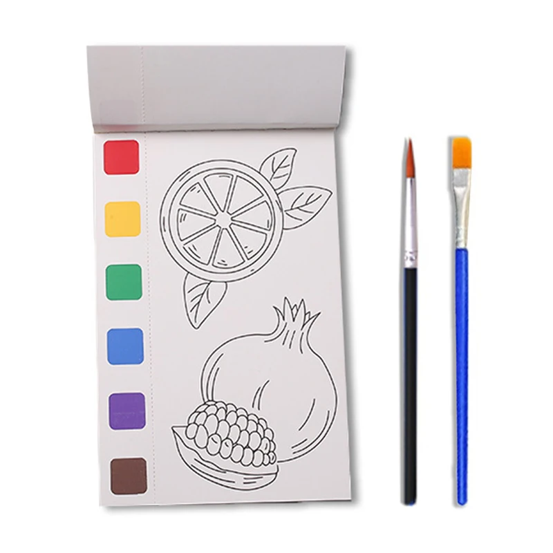 1 Pcs Mini Paint Board Fruit Coloring Watercolor Board Coloring Book Pocket Watercolor Adults And Children Coloring Book