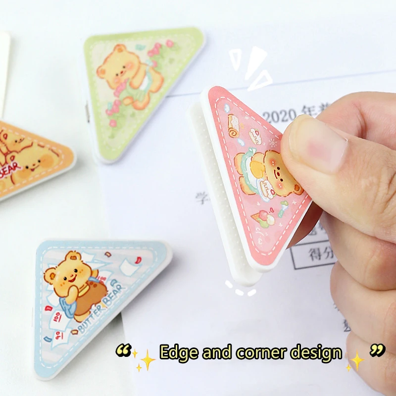 Creative Cute Cartoon Butter Bear Capybara Multi Functional Triangle Folder Storage PP Clip School Stationery Office Supplies