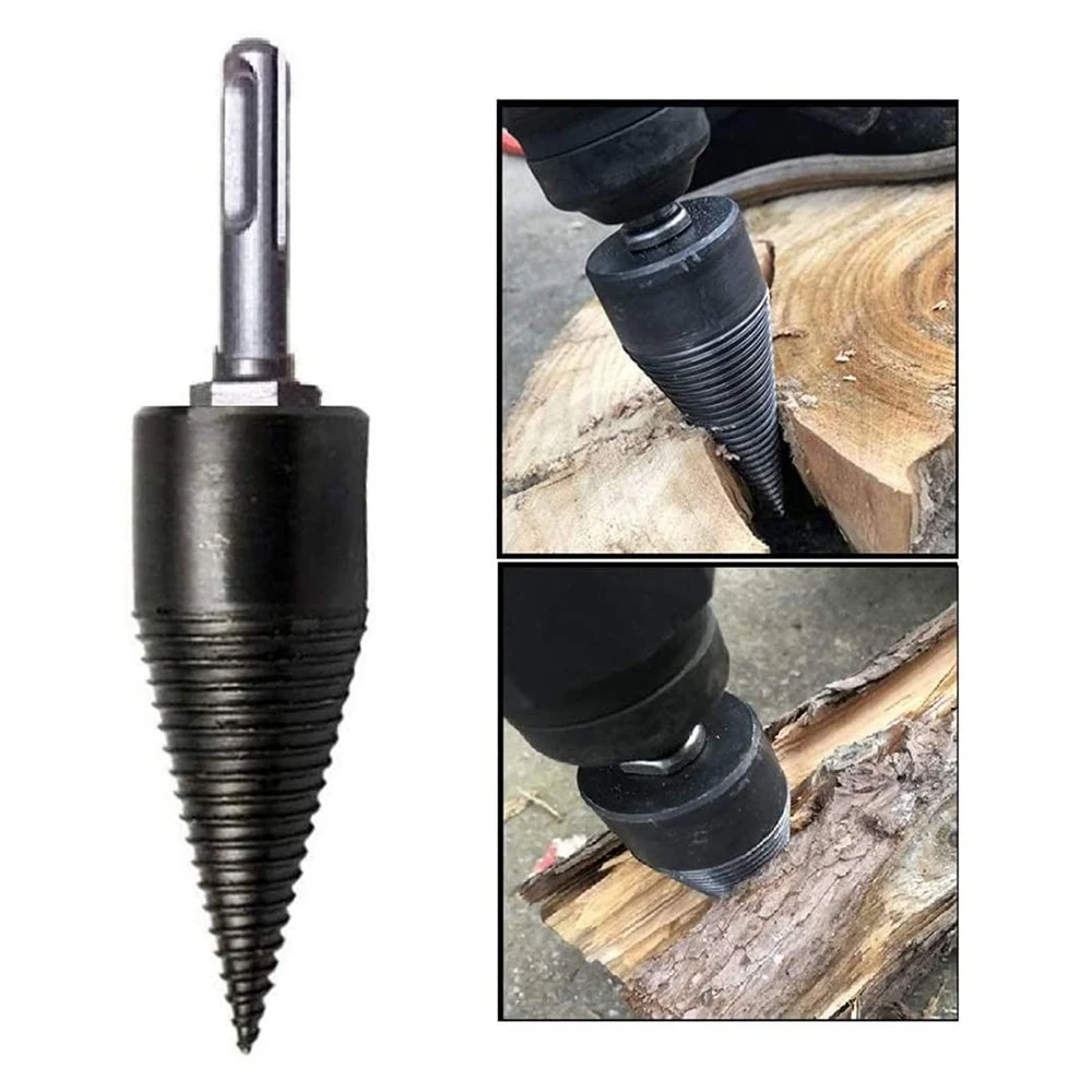 3Pcs Firewood Log Splitter Drill Bits Removable Wood Splitter Drill Bits Hex Square Round Hanle Drill (42mm)