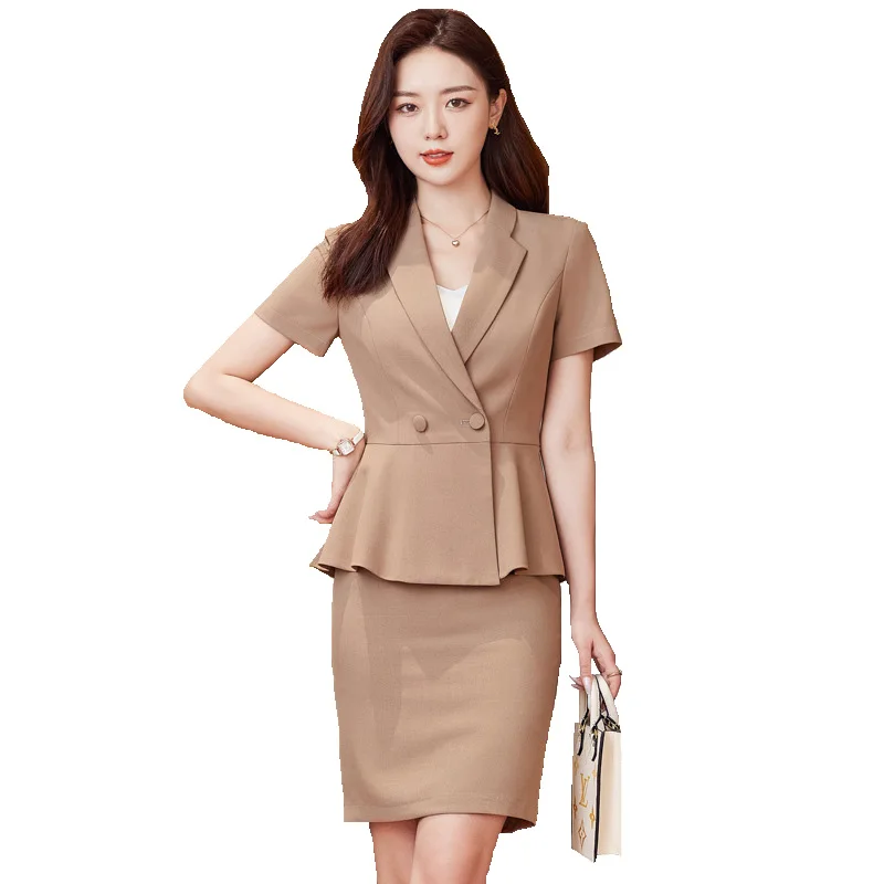 Formal Uniform Styles Blazers Suits Two Piece With Tops and Skirt for Ladies Office Work Wear Professional Summer Blazer Sets