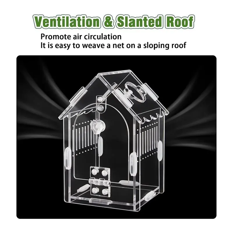 مجموعة تررم أكريليك تريند 2025 - أبعاد داخلية 3.15 بوصة × 3.15 بوصة × 5.6 بوصة حاوية عنكبوت القفز مناسبة لـ Tarantulas، Mant #2