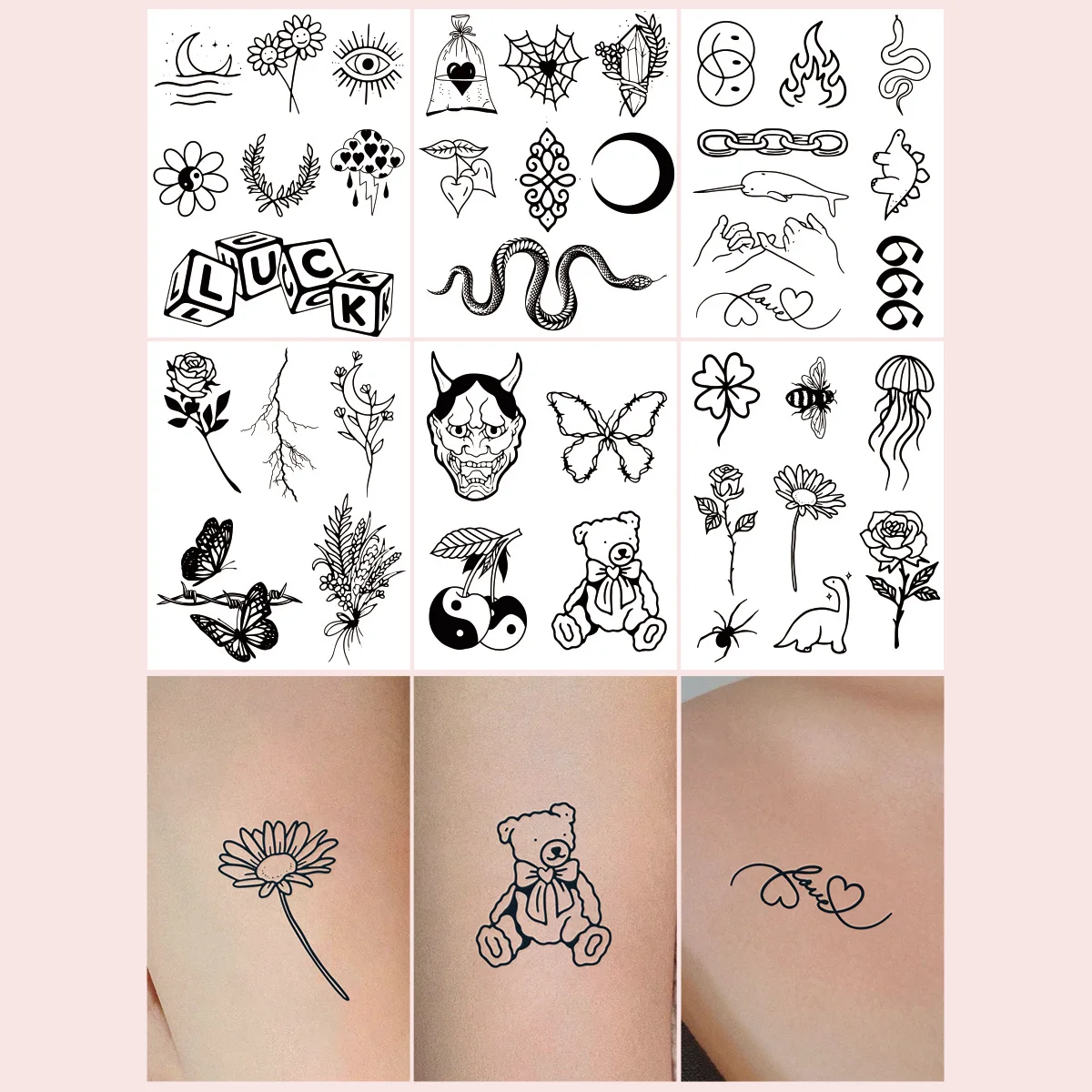 

6pcs New Punk Animal Scorpion Pattern Waterproof Temporary Tattoo Sticker Semi Permanent Tattoo for Women Decorative Gif