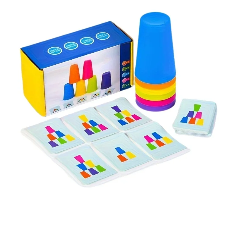 Tazas apilables, juguete educativo de reconocimiento de Color, juego de escritorio de interacción entre padres e hijos
