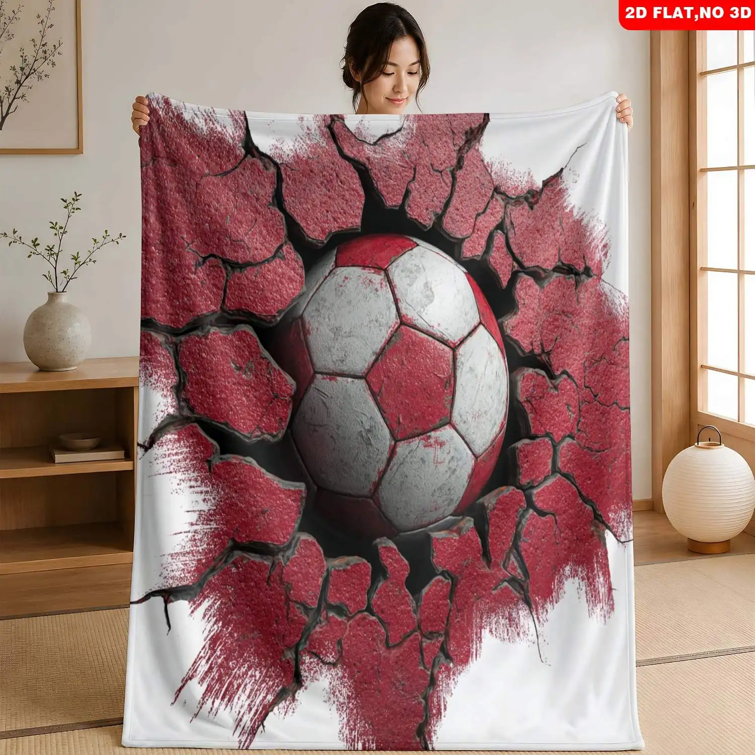 Sports Football Soccer Ball Pop Art Throw Blanket Cozy Decorative Lap Throw Gift for Game Lovers