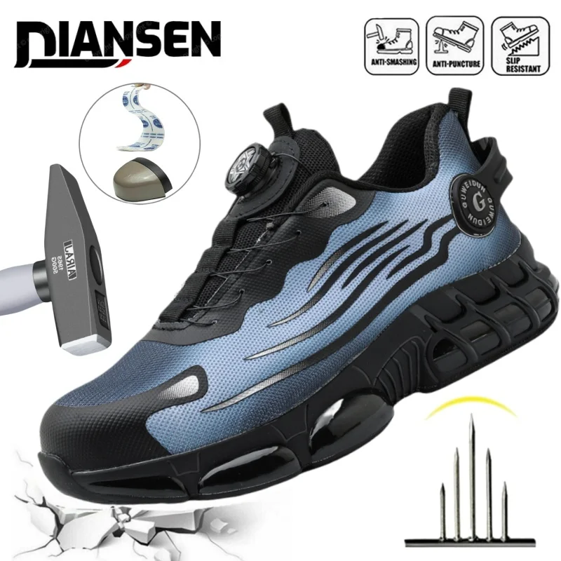 

Plus Size Men's Steel Toe Safety Shoes Anti Smash & Anti Puncture Lightweight Work Durable Buttoned Women Safety Shoes