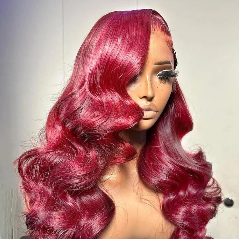 

13x4 Body Wave 13x6 Burgundy 200 Density HD Transparent Lace Frontal Wig Brazilian Remy Hair wig For Women 100% Human Hair Wigs