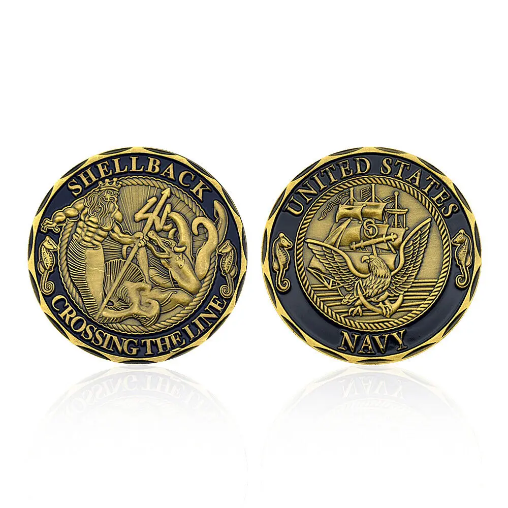 Shell back Kreuzung der Linie Marine zeremonielle Herausforderung Münze uns Marine Pollywog