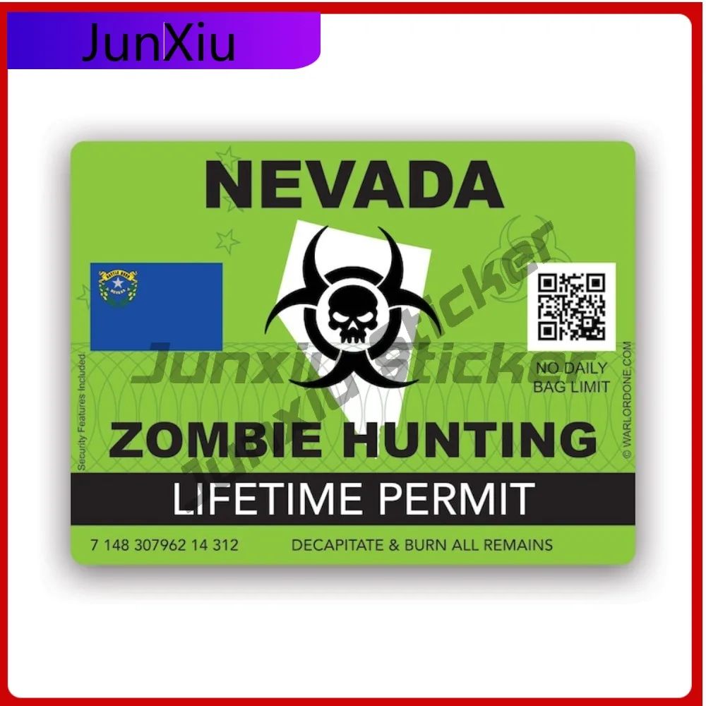

Zombie Nevada State Hunting Permit Sticker Cute Bumper Waterproof Vinyl Decal For Laptops Unique Fun Unique Outdoor Creative