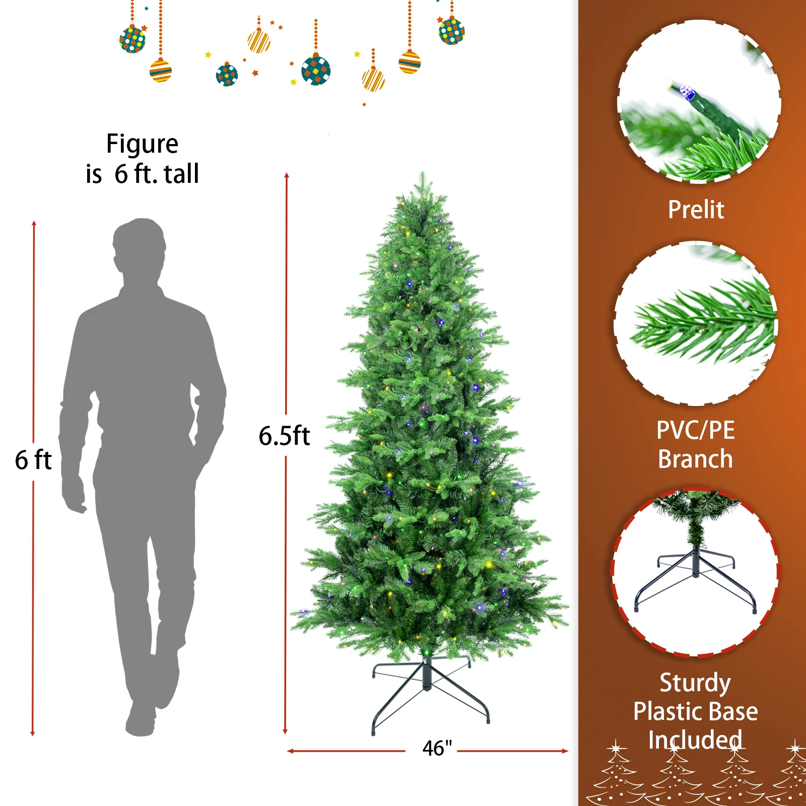 6.5 FT Extra Large Christmas Tree 1791 Tips Full Tree Easy To Assemble with Metal Stand Reusable Green/Pink/White Xmas Tree