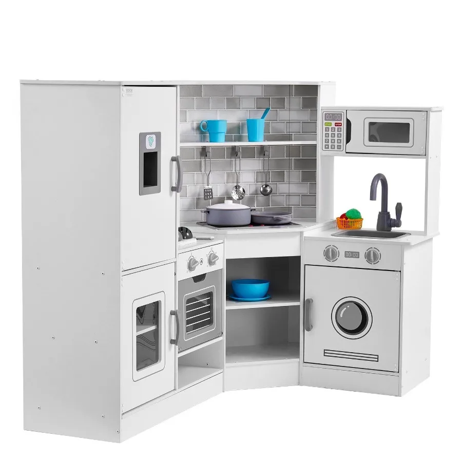 

Christmas Gift Kitchen Playset Pretend Cooking Play Toy 24 Piece Accessories White