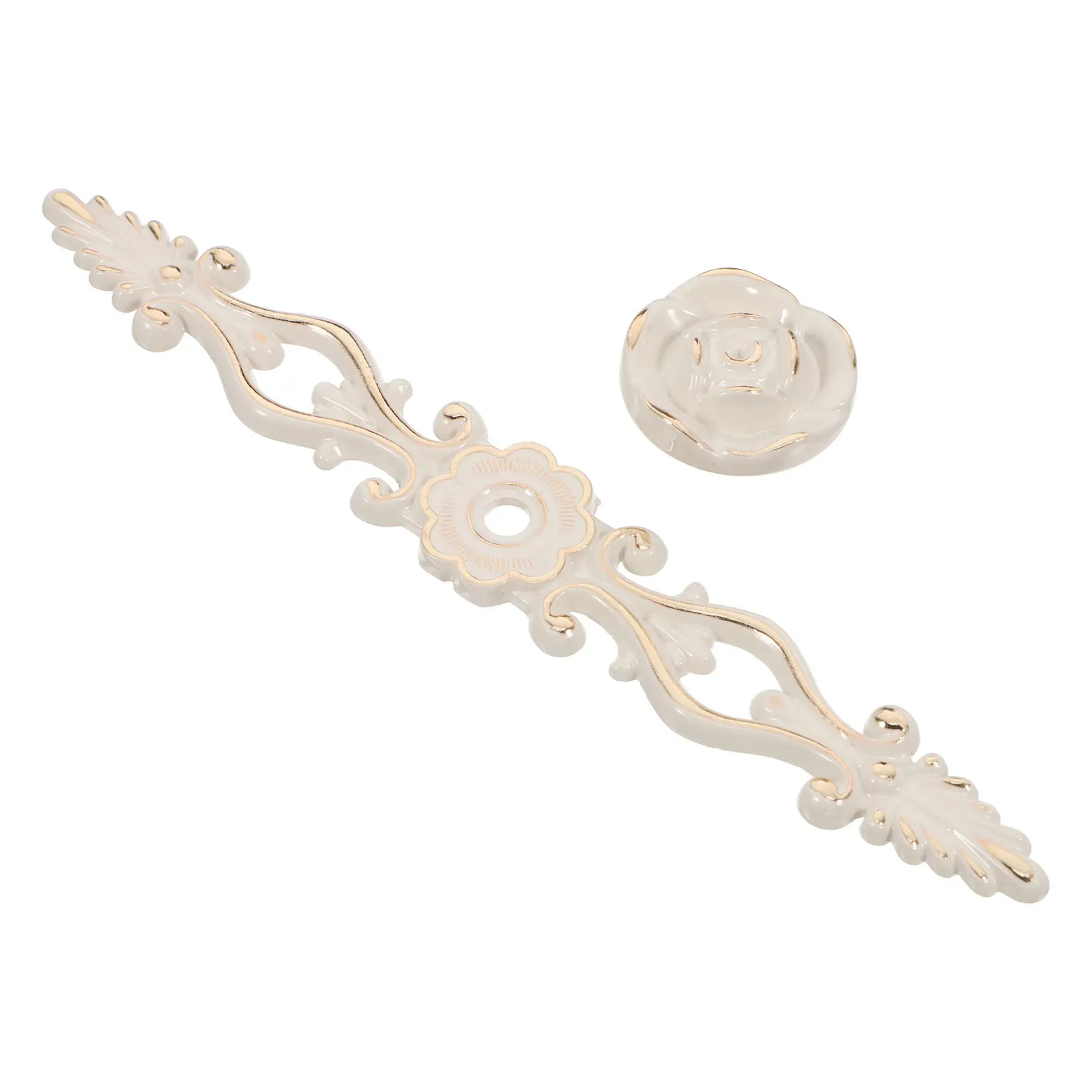 European Style Rose Flower Design White Zinc Alloy Drawer Pulls Vintage Cabinet Handles for Wardrobe Dresser Closet Hardware