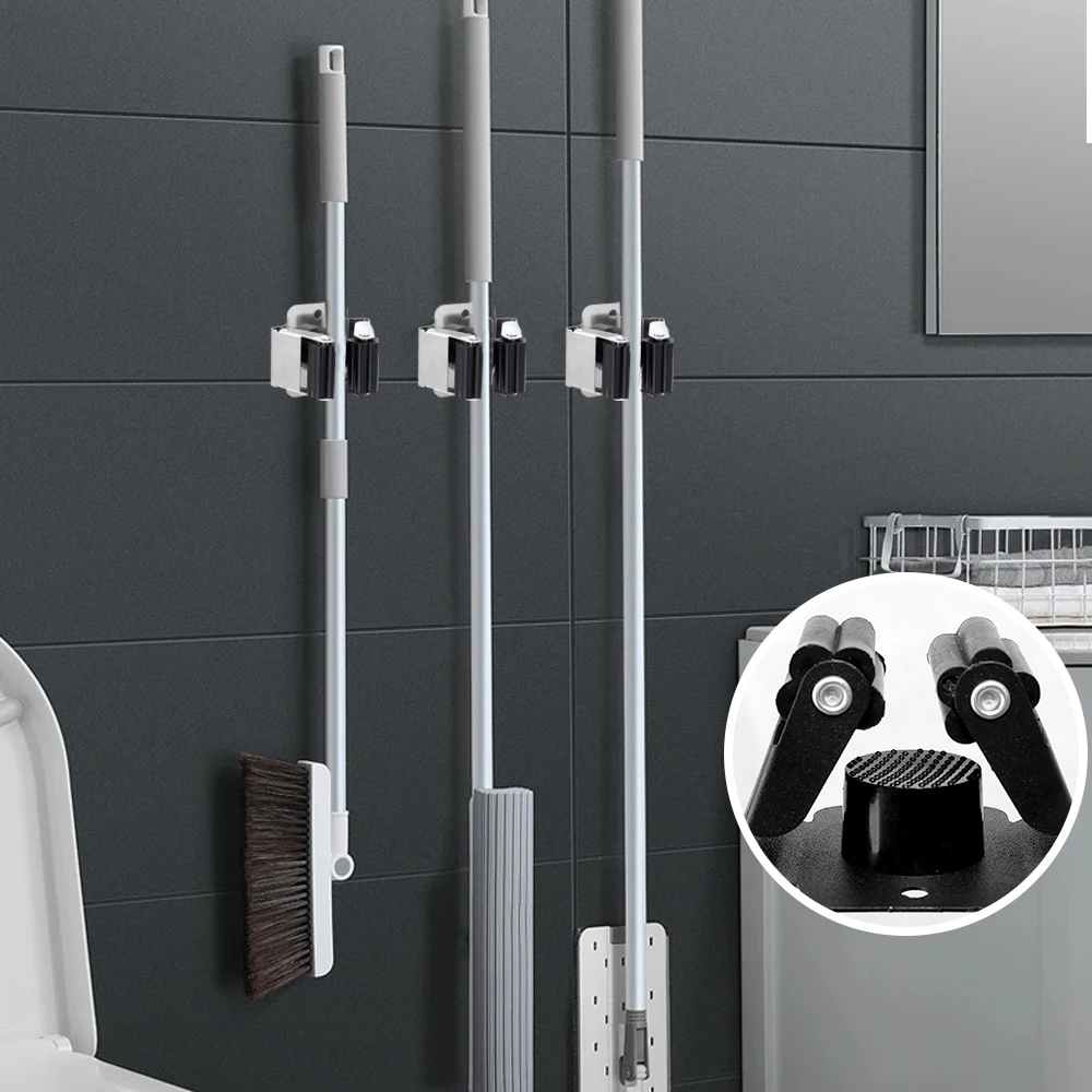 Mehrzweck-Mopp-Aufbewahrung shaken Wand-Stanz-Moppbesen-Organizer-Halter mit Schrauben Küchen-Bad zubehör