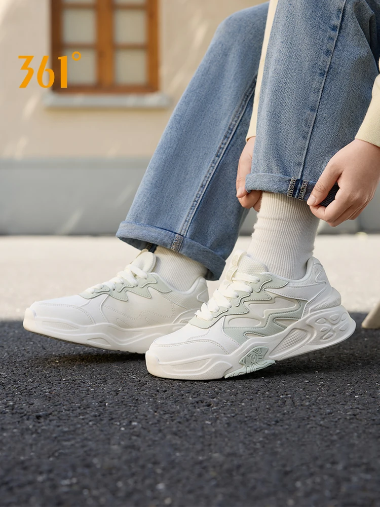361 Degrees Women's Board Shoes 2025 Chunky Sole Durable Leather Upper Versatile Streetwear Fashion Female Sneakers 682536619
