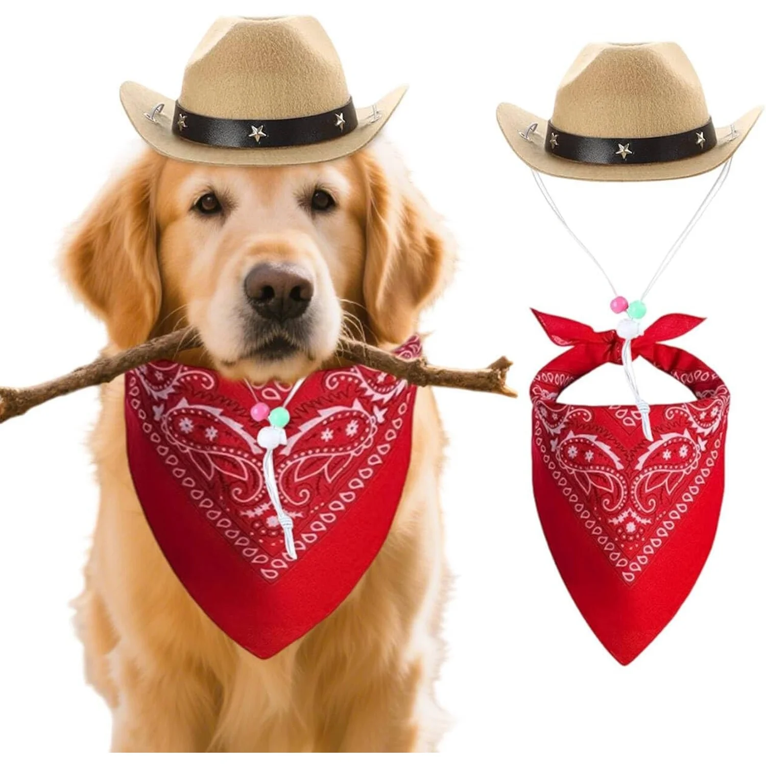 Sombrero de Vaquero para Mascotas RGT, Disfraz de Vaquero del Oeste para Perros, Pañuelo Bandana para Mascotas, Accesorios de Ropa para Fiestas de Cumpleaños Temáticas, Regalo para Perros