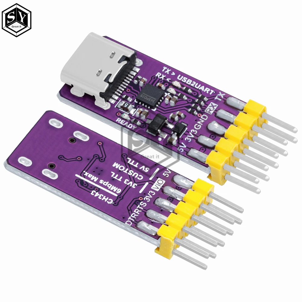 USB To Serial Port Module 6Mbps 5V/3.3V TTL CH343P Debugging Burning And Downloading Type-C Switch Instead CH340