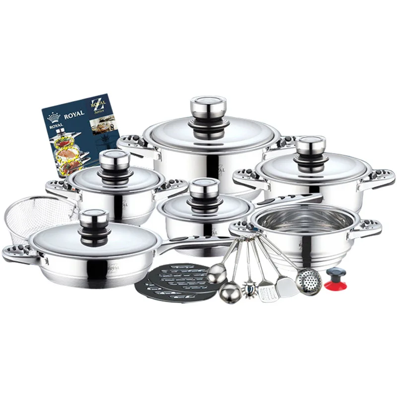 

23PCS Cooking pot household induction cooker Stainless steel soup Special for large capacity Meat Stewed hot