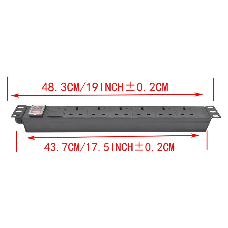 Imagem -06 - Distribuição de Energia da Polegada Pdu da Montagem em Rack Maneiras Rackmount para o Armário 2m uk 3pin Plug Amperímetro Interruptor de Curto-circuito 19 Unidade de